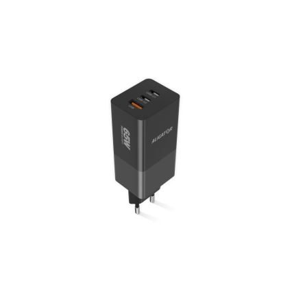 Aligator CHPD0027 - Brzi GaN adapter za punjenje sa Power Delivery 65W, 2x USB-C + USB-A, crni
