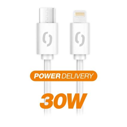 Aligator DATKP57 - USB kabl USB-C / Lightning 30W Power Delivery 0,5m bela