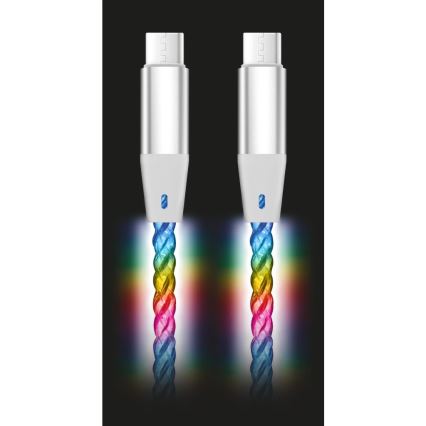 Aligator DATKP62 - USB kabl USB-C / USB-C sa LED osvetljenjem 65W Power Delivery 1,2m