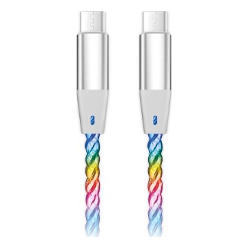 Aligator DATKP62 - USB kabl USB-C / USB-C sa LED osvetljenjem 65W Power Delivery 1,2m