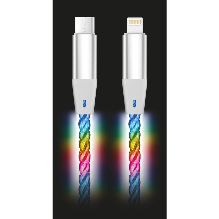 Aligator DATKP63 - USB kabl USB-C / Lightning sa LED osvetljenjem 30 W Power Delivery 1,2 m