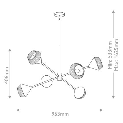 Alora Mood - Luster na šipci DAPHNE 6xE14/40W/230V crna/smeđa