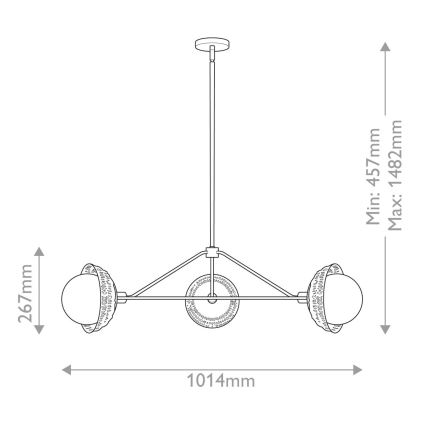 Alora Mood - Luster na šipci PERTH 3xE14/40W/230V zlatna