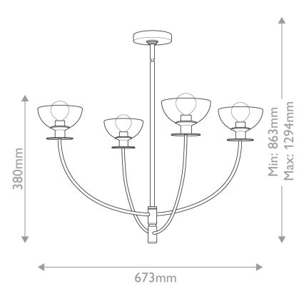 Alora Mood - Luster na šipci SYLVIA 4xE14/40W/230V crna