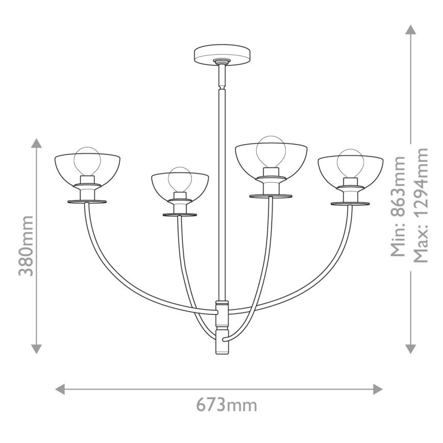 Alora Mood - Luster na šipci SYLVIA 4xE14/40W/230V crna