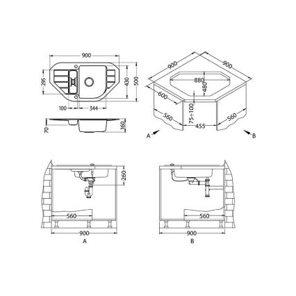 ALVEUS 1090940 - Kuhinjski sudoper NIAGARA 90x50 cm granit/crna