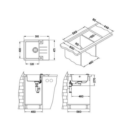 ALVEUS 1090951 - Kuhinjski sudoper ROCK 59,5x47,5 cm granit/crna
