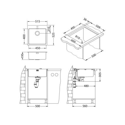 ALVEUS 1106867 - Kuhinjski sudoper PURE 52,5x51,5 cm Monarch zlatan