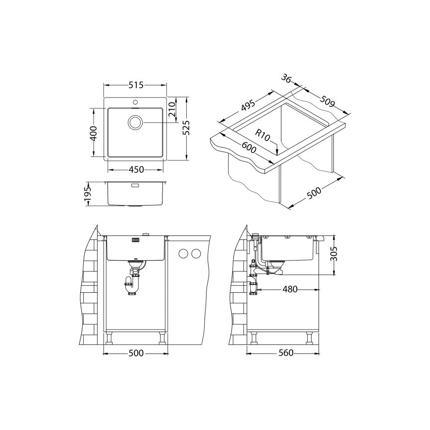 ALVEUS 1106867 - Kuhinjski sudoper PURE 52,5x51,5 cm Monarch zlatan