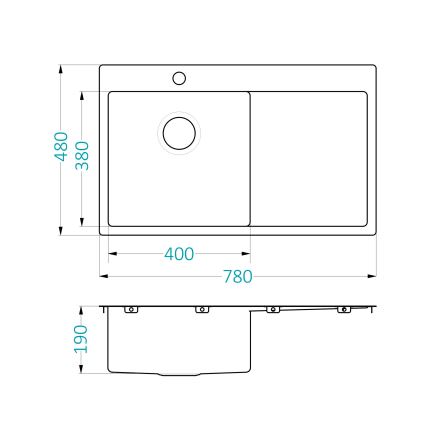 ALVEUS 1124384 - Kuhinjski sudoper QUARTO 78 x 48 cm, satenski finiš