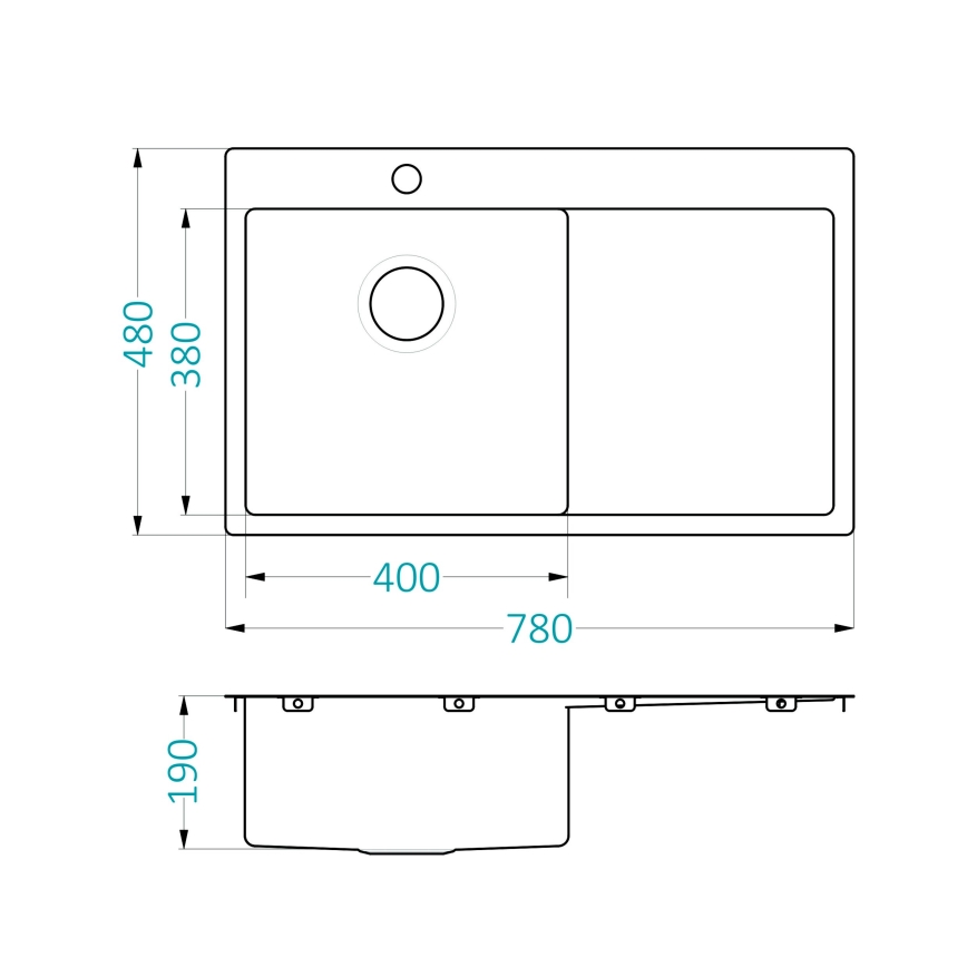 ALVEUS 1124384 - Kuhinjski sudoper QUARTO 78 x 48 cm, satenski finiš