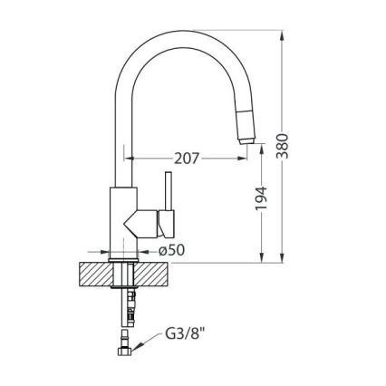 ALVEUS 1129022 - Baterija za sudoperu sa izvlačnom prskalicom DELOS 38 cm granit/crna