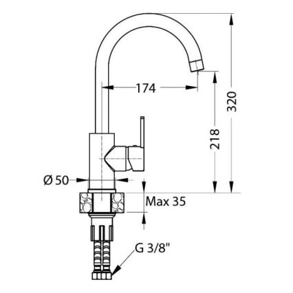 ALVEUS 1129052 - Kuhinjska baterija TONIA 34 cm granit/crna