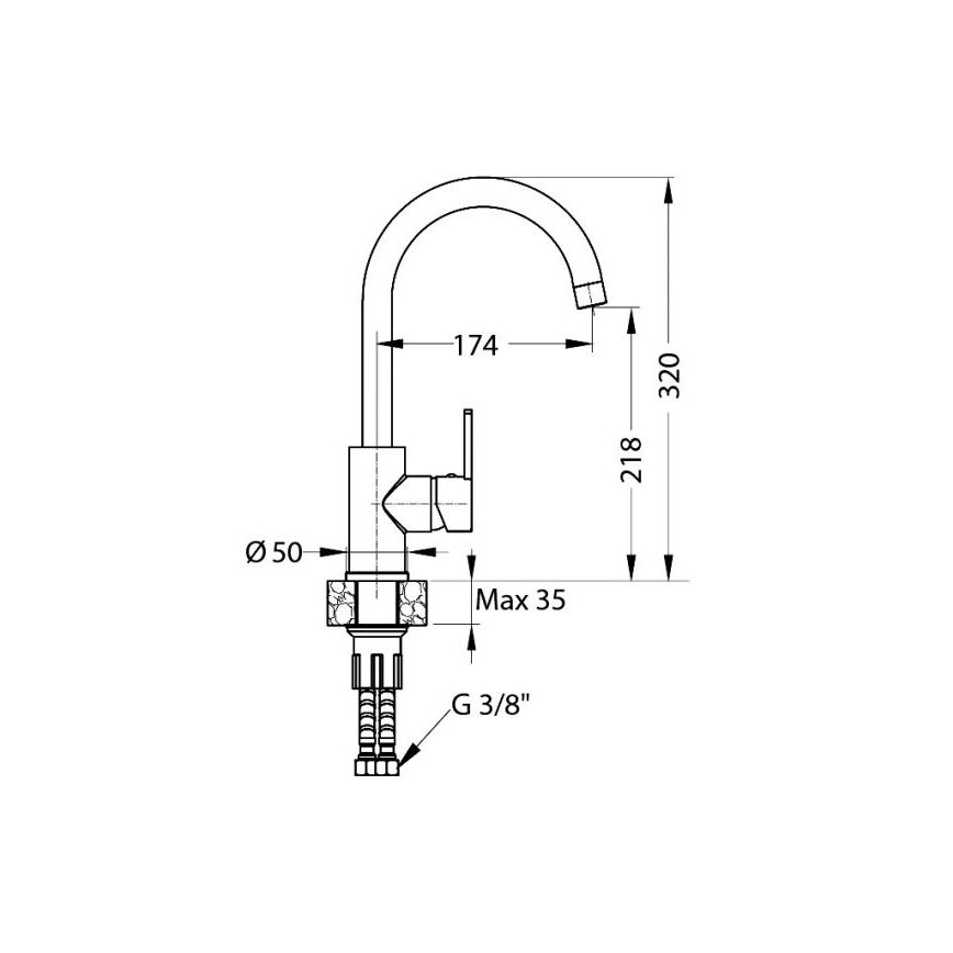ALVEUS 1129052 - Kuhinjska baterija TONIA 34 cm granit/crna