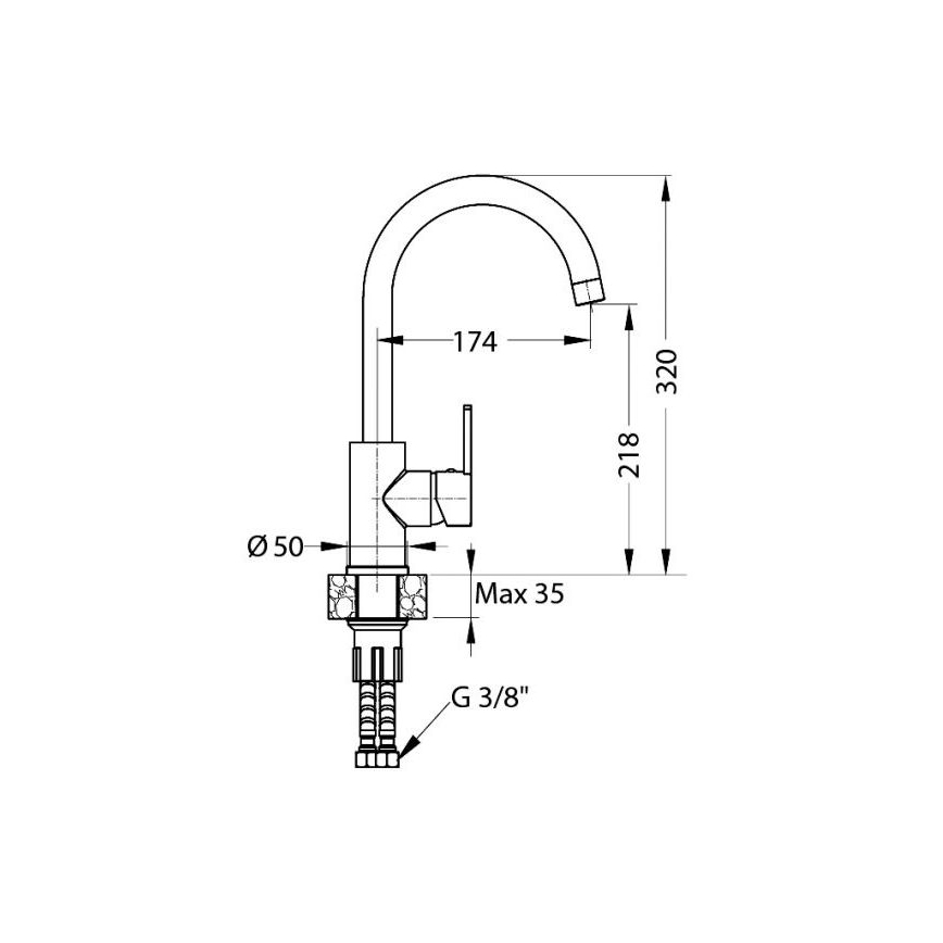 ALVEUS 1129054 - Baterija za sudoperu TONIA 34 cm granit/bež