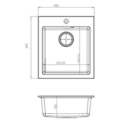 ALVEUS 1133432 - Kuhinjski sudoper CORTINA 50x45 cm granit/crna
