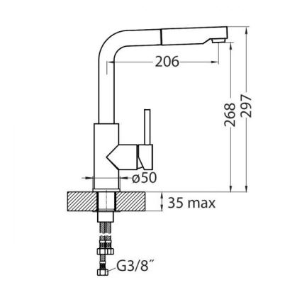 ALVEUS 1135365 - Kuhinjska slavina SARA sa izvlačivim tušem 29,7 cm, sjajni hrom