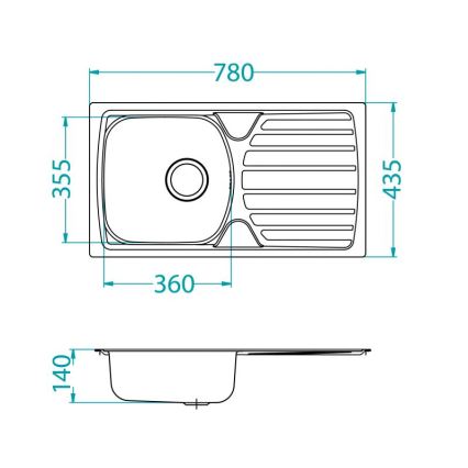 ALVEUS 1136539 - Kuhinjski sudoper BASIC 78x43,5 cm nerđajući čelik/satin, veliki odtok