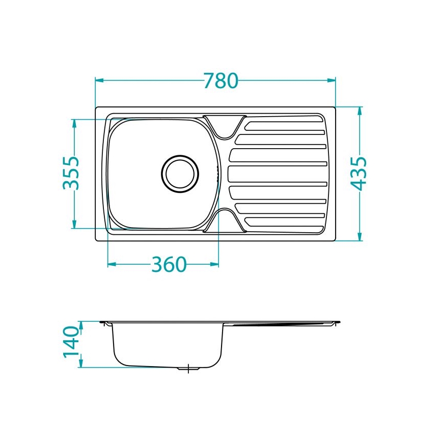 ALVEUS 1136539 - Kuhinjski sudoper BASIC 78x43,5 cm nerđajući čelik/satin, veliki odtok
