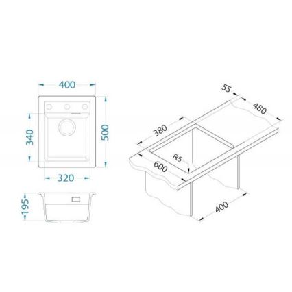 ALVEUS 1139771 - Kuhinjski sudoper ATROX 50x40 cm granit/crna