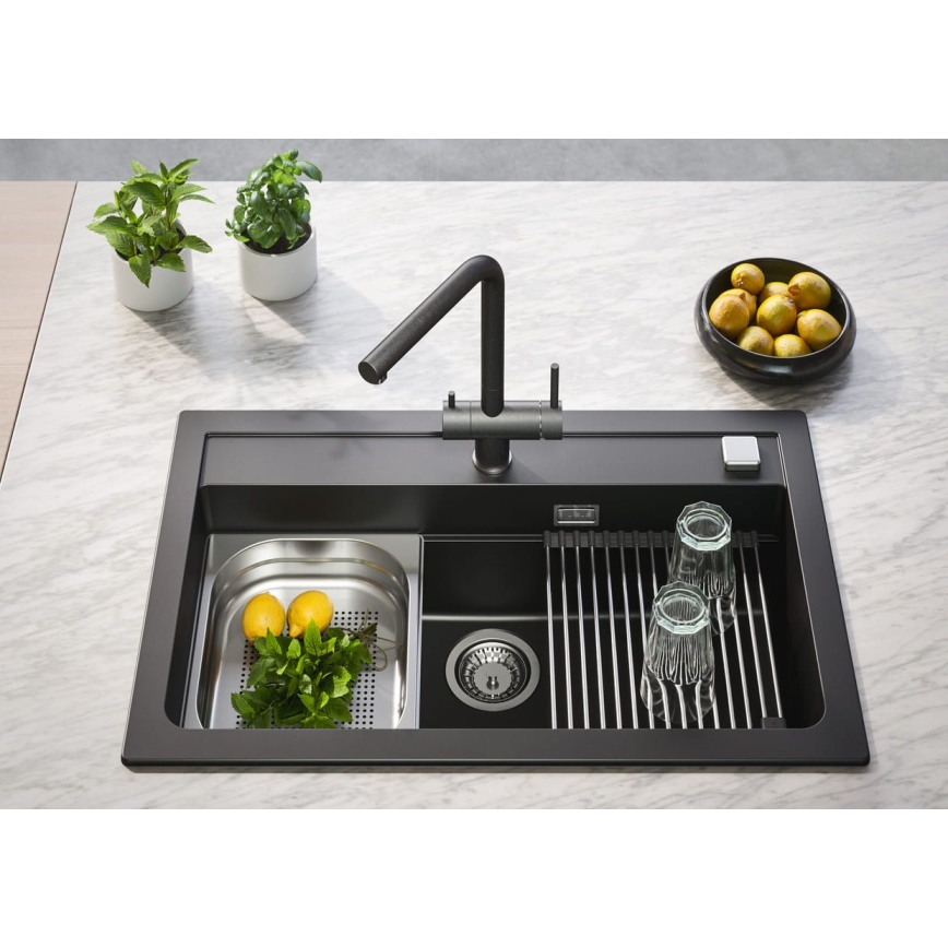 ALVEUS 1139808 - Kuhinjska slavina AGUILA 33,3 cm granit/crna