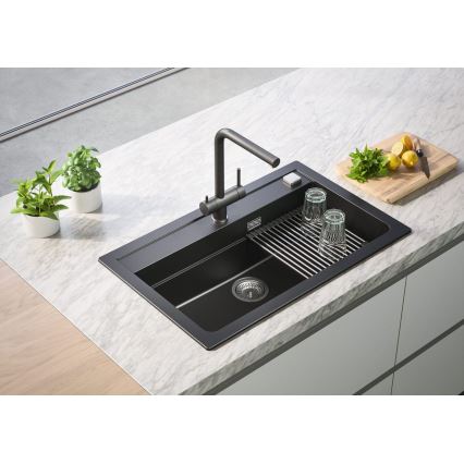 ALVEUS 1139808 - Kuhinjska slavina AGUILA 33,3 cm granit/crna