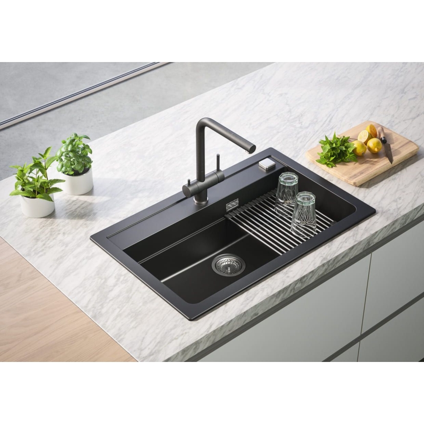 ALVEUS 1139808 - Kuhinjska slavina AGUILA 33,3 cm granit/crna