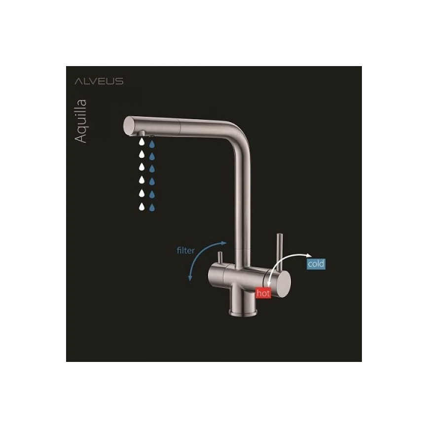 ALVEUS 1139808 - Kuhinjska slavina AGUILA 33,3 cm granit/crna