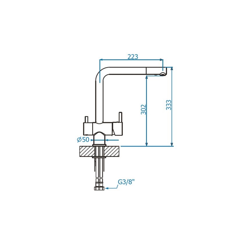 ALVEUS 1139808 - Kuhinjska slavina AGUILA 33,3 cm granit/crna