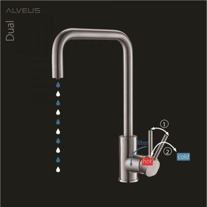 ALVEUS 1139812 - Slavina za sudoperu DUAL 37 cm granit/crna