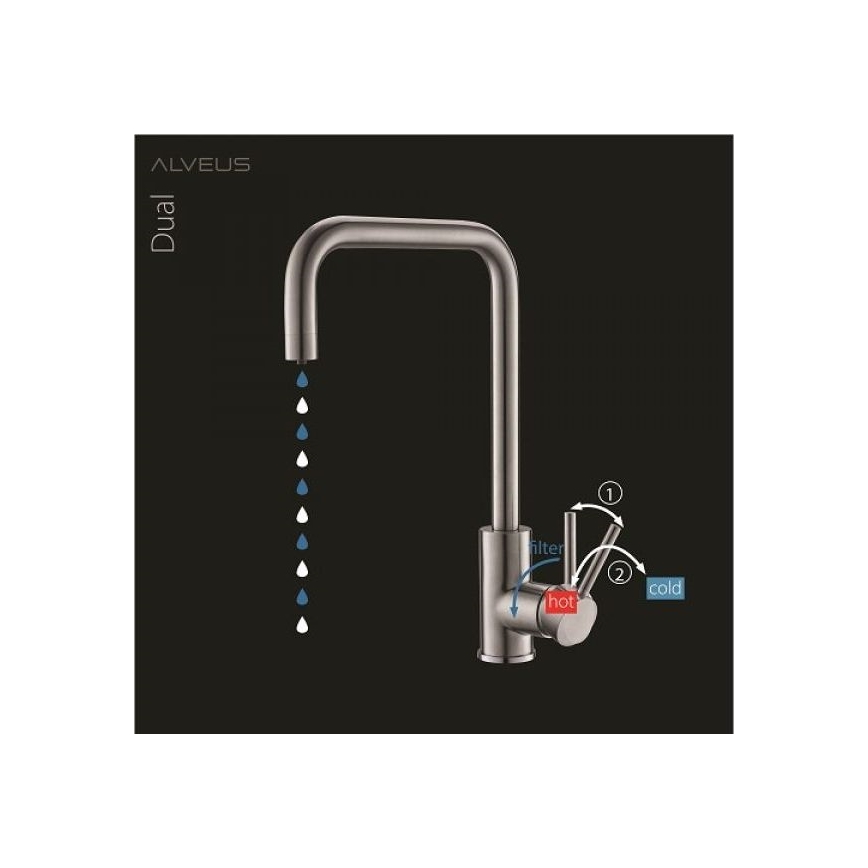 ALVEUS 1139812 - Slavina za sudoperu DUAL 37 cm granit/crna