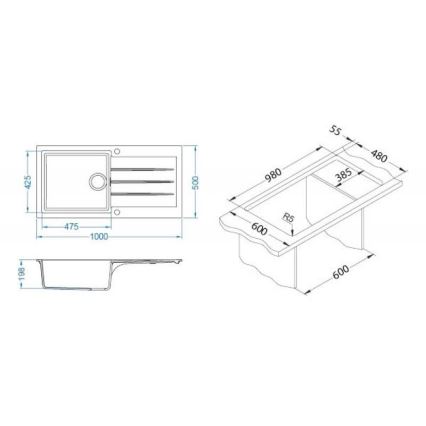 ALVEUS 1140598 - Kuhinjski sudoper CADIT 100x50 cm granit/crna