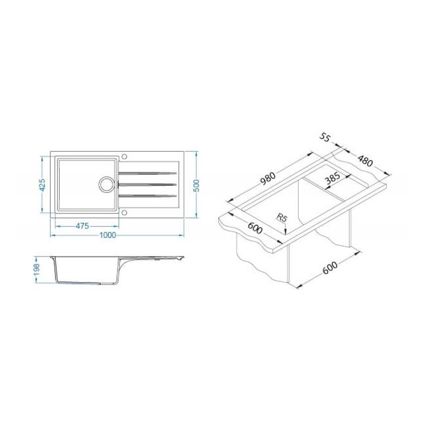 ALVEUS 1140598 - Kuhinjski sudoper CADIT 100x50 cm granit/crna