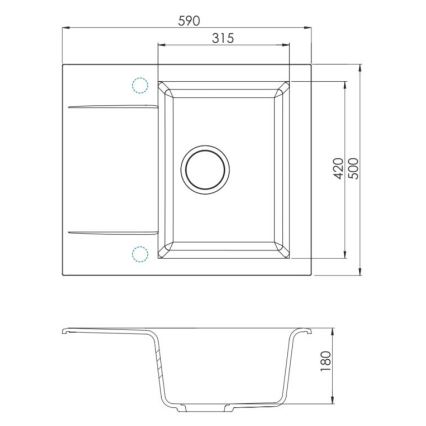 ALVEUS 1149116 - Kuhinjski sudoper GEM 59x50 cm granit/crna