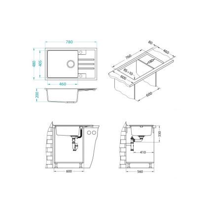 ALVEUS 1149117 - Kuhinjski sudoper INTERMEZZO 78x48 cm granit/crna