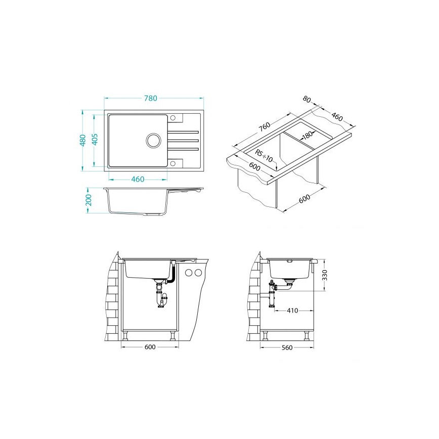 ALVEUS 1149117 - Kuhinjski sudoper INTERMEZZO 78x48 cm granit/crna