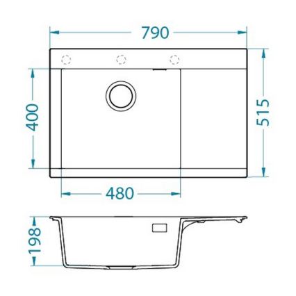 ALVEUS 1149503 - Kuhinjski sudoper PURE 79x51,5 cm granit/crna