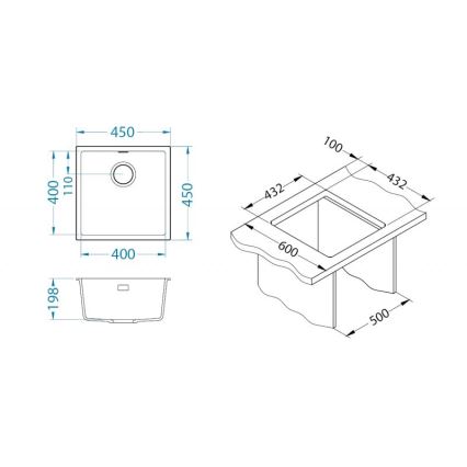 ALVEUS 1150047 - Kuhinjski sudoper OMNI 45x45 cm granit/bež