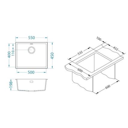 ALVEUS 1150057 - Kuhinjski sudoper OMNI 55x45 cm granit/crna