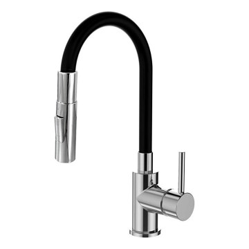 ALVEUS KI112111 - Baterija za sudoperu sa fleksibilnim vratom i izvlačnom prskalicom BEA 47 cm sjajni hrom/crna