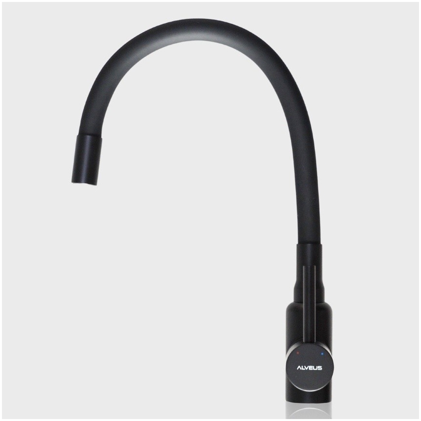 ALVEUS SETA23193 - Kuhinjski sudoper ATROX 50x50 cm + kuhinjska slavina sa fleksibilnim izlivom MINTAS 34 cm granit/mat crna