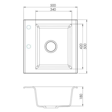 ALVEUS SETA23193 - Kuhinjski sudoper ATROX 50x50 cm + kuhinjska slavina sa fleksibilnim izlivom MINTAS 34 cm granit/mat crna