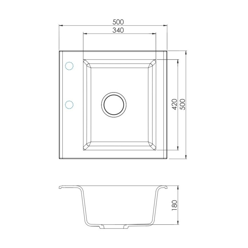 ALVEUS SETA23193 - Kuhinjski sudoper ATROX 50x50 cm + kuhinjska slavina sa fleksibilnim izlivom MINTAS 34 cm granit/mat crna
