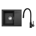 ALVEUS SETA23197 - Kuhinjski sudoper CADIT 59x50 cm + sudoperska slavina sa fleksibilnim vratom MINTAS 34 cm granit/mat crna