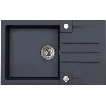 ALVEUS SETA23201 - Kuhinjski sudoper ROCK 78x48 cm + slavina za sudoperu sa fleksibilnim izlivom MINTAS 34 cm granit/mat crna