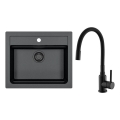 ALVEUS SETA23228 - Kuhinjski sudoper ATROX 59x50 cm + kuhinjska slavina sa fleksibilnim izlivom MINTAS 34 cm granit/mat crna