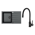 ALVEUS SETA23231 - Kuhinjski sudoper CADIT 79x50 cm + kuhinjska slavina sa fleksibilnim izlivom MINTAS 34 cm granit/mat crna
