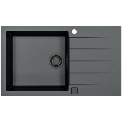 ALVEUS SETA23232 - Kuhinjska sudopera CADIT 86x50 cm + sudoperska baterija sa fleksibilnim vratom MINTAS 34 cm granit/mat crna