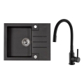ALVEUS SETA23236 - Kuhinjski sudoper ROCK 59,5x47,5 cm + slavina za sudoper sa fleksibilnim izlivom MINTAS 34 cm granit/mat crna