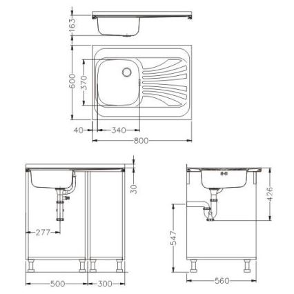 ALVEUS SETA24019 - Kuhinjski sudoper CLASSIC 80x60 cm + kuhinjska slavina sa fleksibilnim vratom MINTAS 34 cm nerđajući čelik/crna